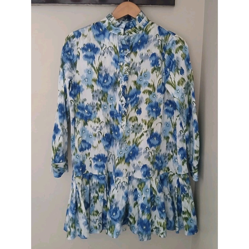 Tuckernuck Tate Shirt Dress Size Small Floral L/S Button Up Afternoon Showers
